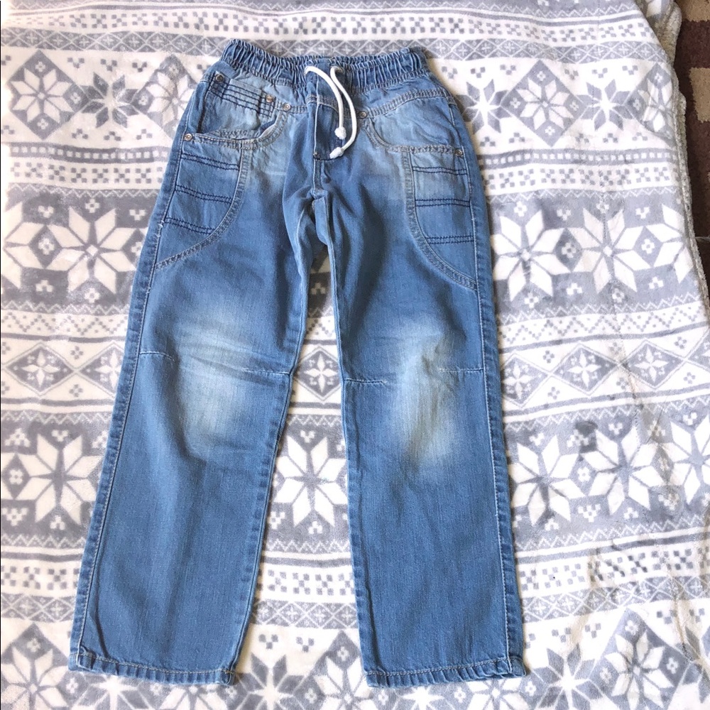 Kids Light Blue Elastic Waist Denim Jeans